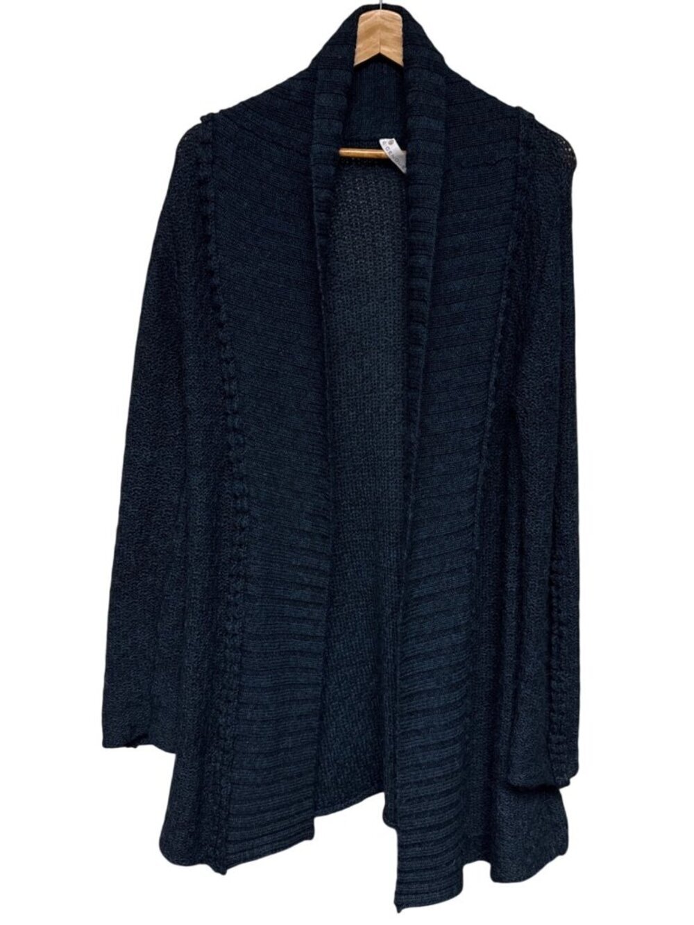 Indigenous Women's Cardigan Sweater Alpaca Blend Peru Large Handmade Blue Open
